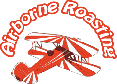 Airborne Roasting Logo - orange bi-plane