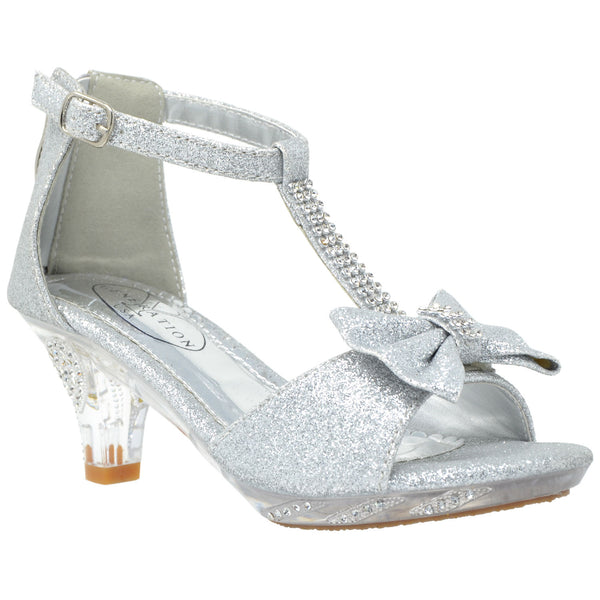 childrens silver heeled shoes