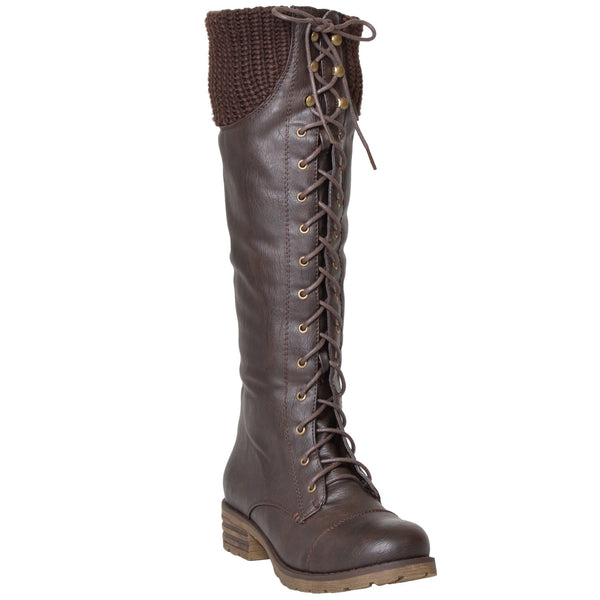 womens knee high boots lace up