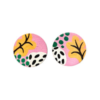 Pink and Yellow Tropical Studs