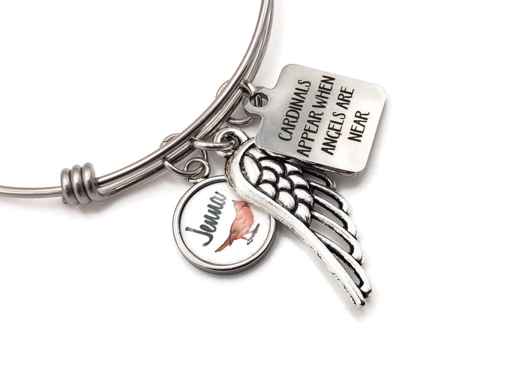 When Cardinals Appear Your Loved One Is Near Bracelet Cardinal & Angel Wing 
