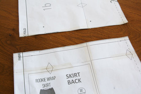 Shortening a skirt pattern - draw a line the distance to shorten