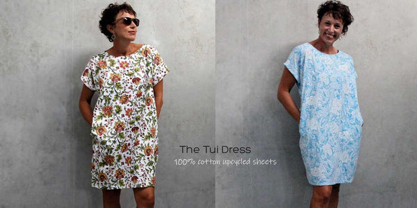 Tui dress sewn in cotton sheet