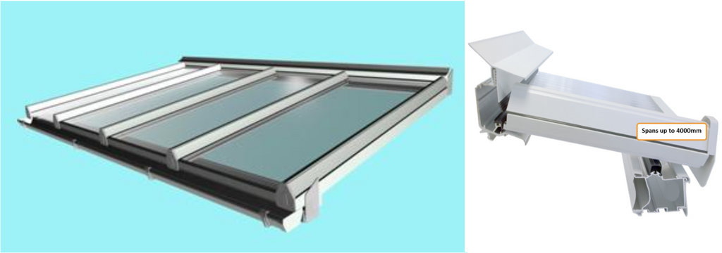 Self Supporting Roof Glazing System comprising of Eaves Beam, Wallplate and Heavy Duty Glazing bars