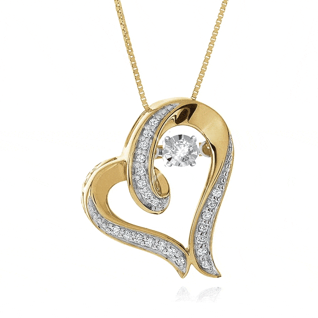 15 carat diamond heart pendant in 10k gold with chain - 18
