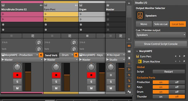 Example setup using exclusive ports to dedicate different overlays to tracks.