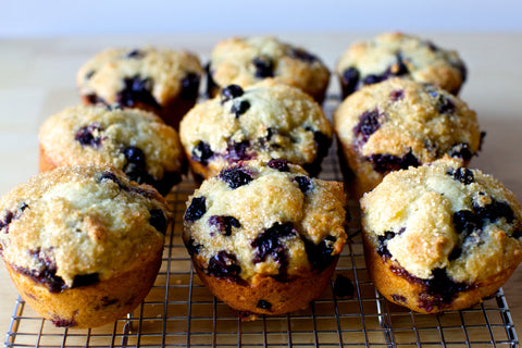 Blueberry and lemon olive oil muffins