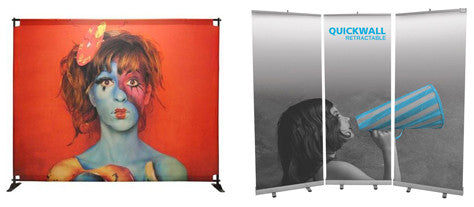 Back drop banners and in-line retractables can make for great displays even on a budget