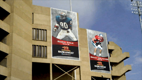 Pictures of sports arenas / /stadiums using Ackland Media Banner Frame Systems