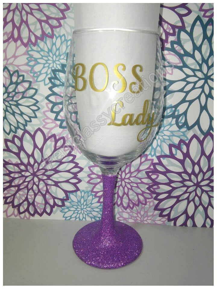 girl boss wine glass