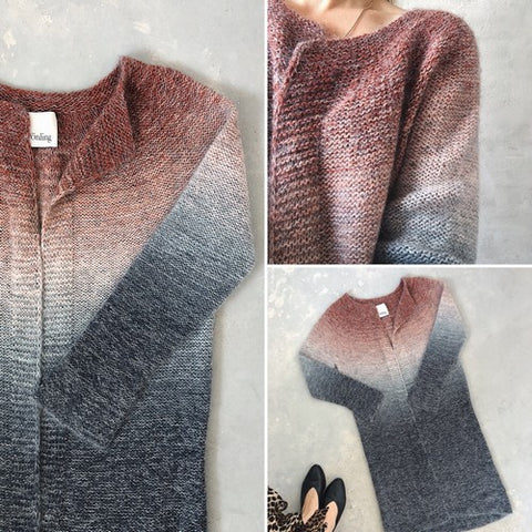 Aud cardigan knitted in Isager Spinni and Silk Mohair, designed by Katrine Hannibal for Önling