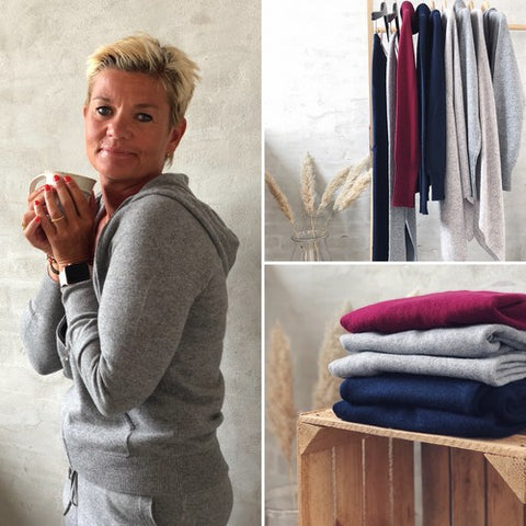 Cashmere set from Önling, hoodie, turtleneck and pants in 100% cashmere.