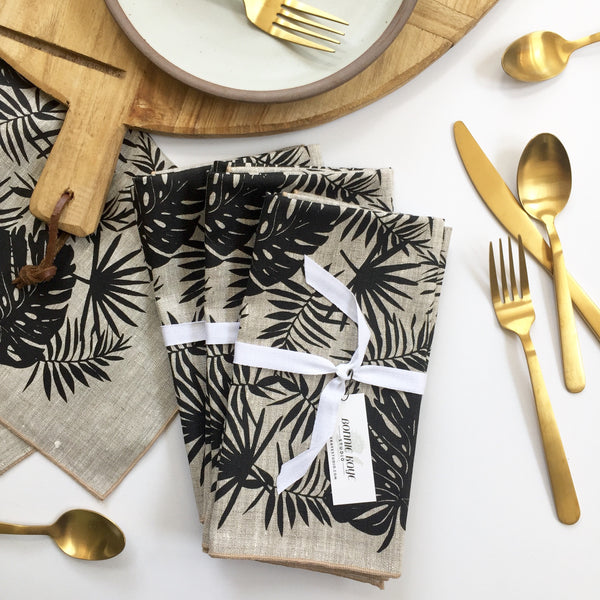 Tropical Napkin / Placemat in Black