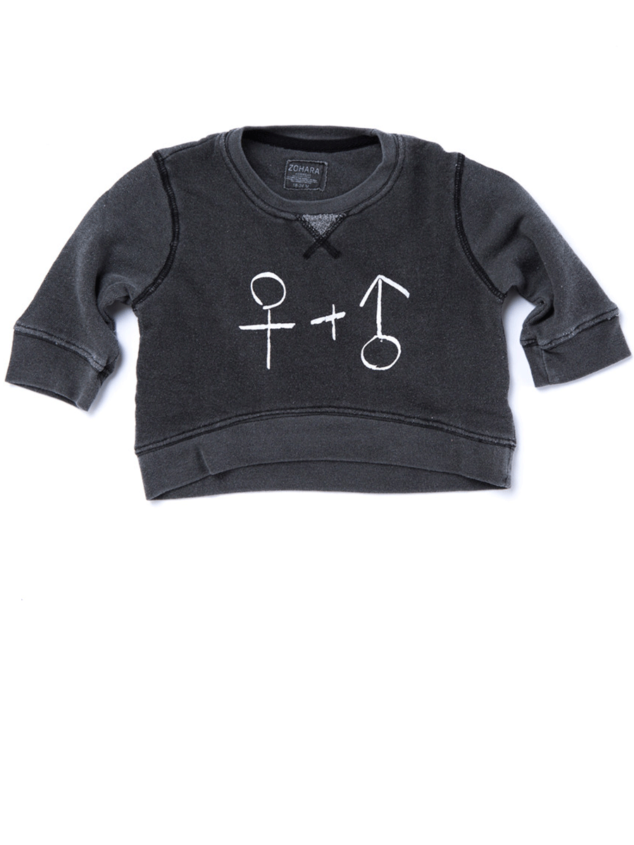 Male/Female Print Sweatshirt Black