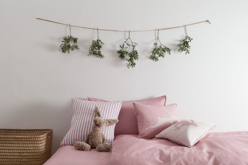 Jumping Hare Dusty Pink Light Cushion