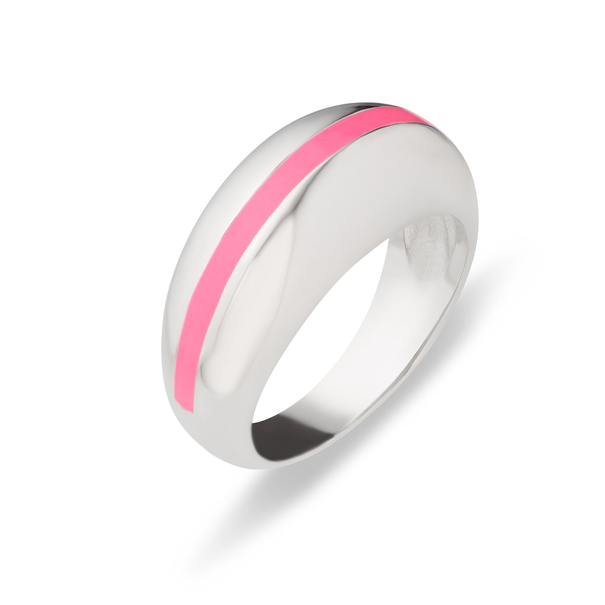 Candy Stripe Dome Ring in Neon Pink