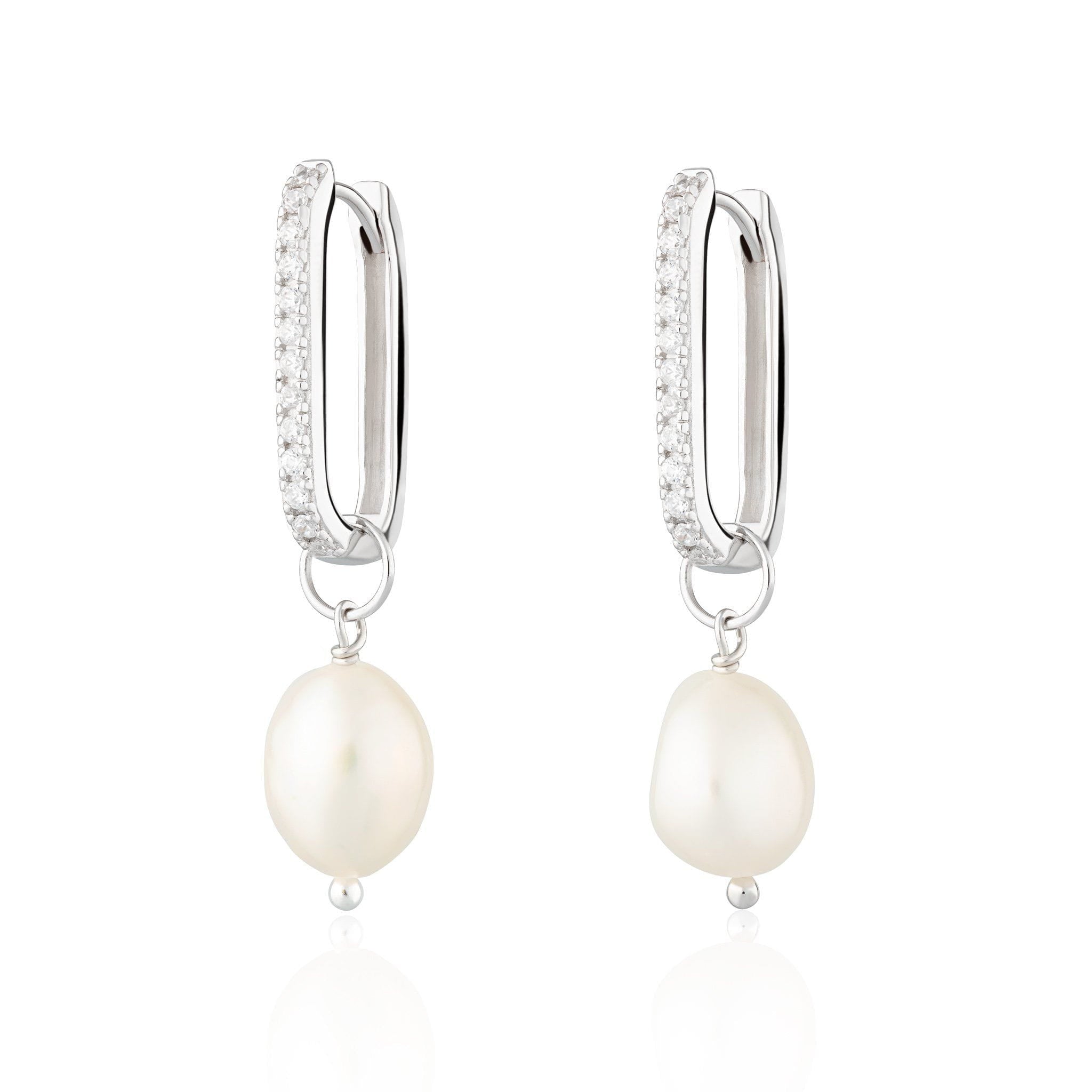 Hannah Martin Sparkle Oval Hoop Earrings with Baroque Pearls