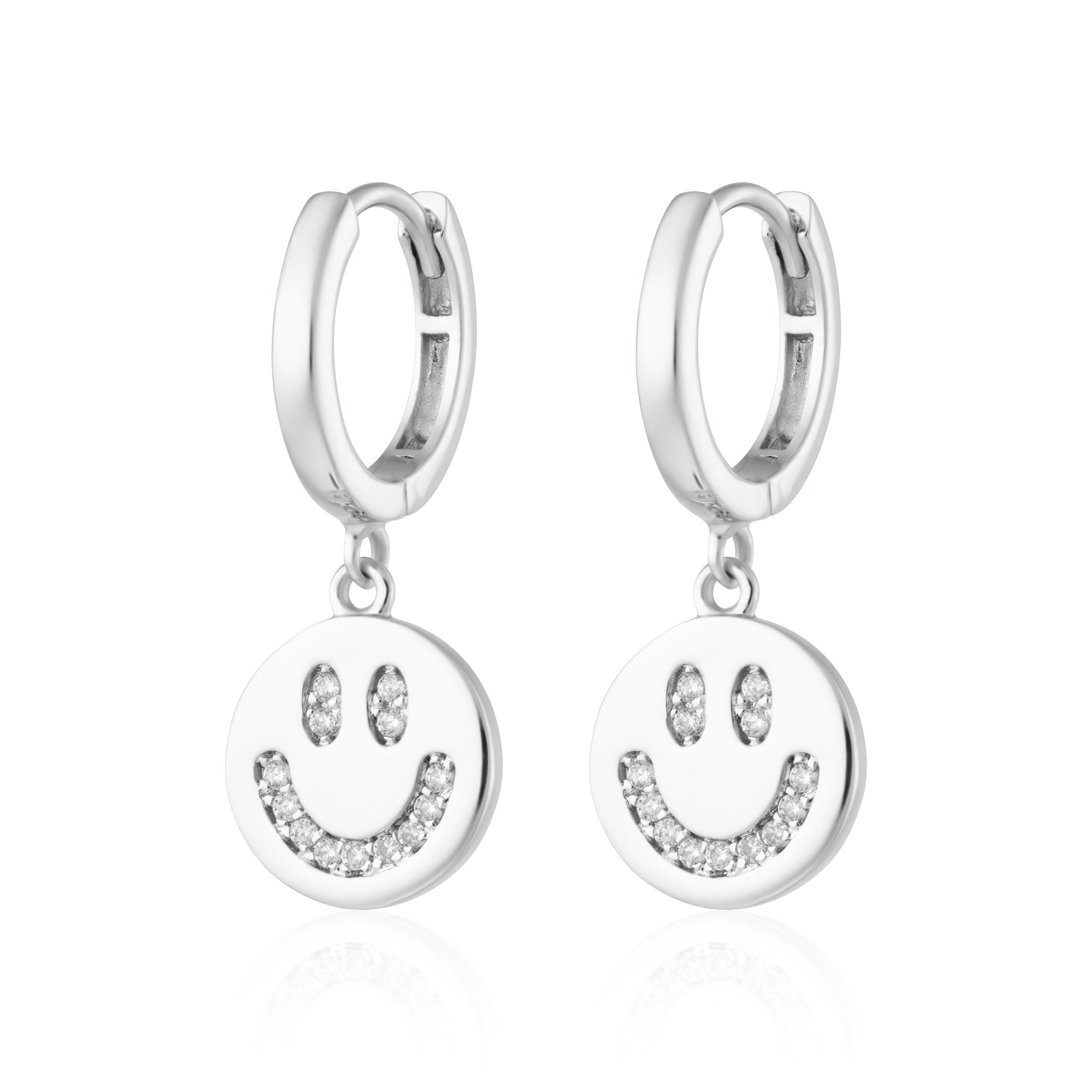 Smiley Face Charm Hoop Earrings