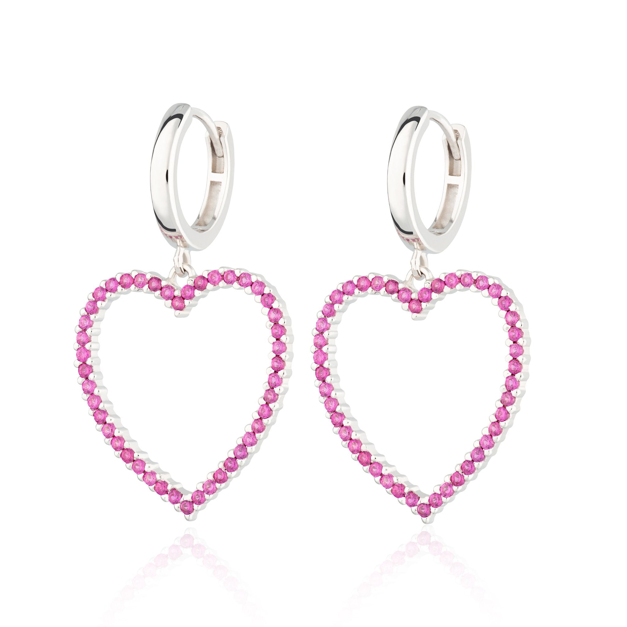 Pink Open Heart Hoop Earrings