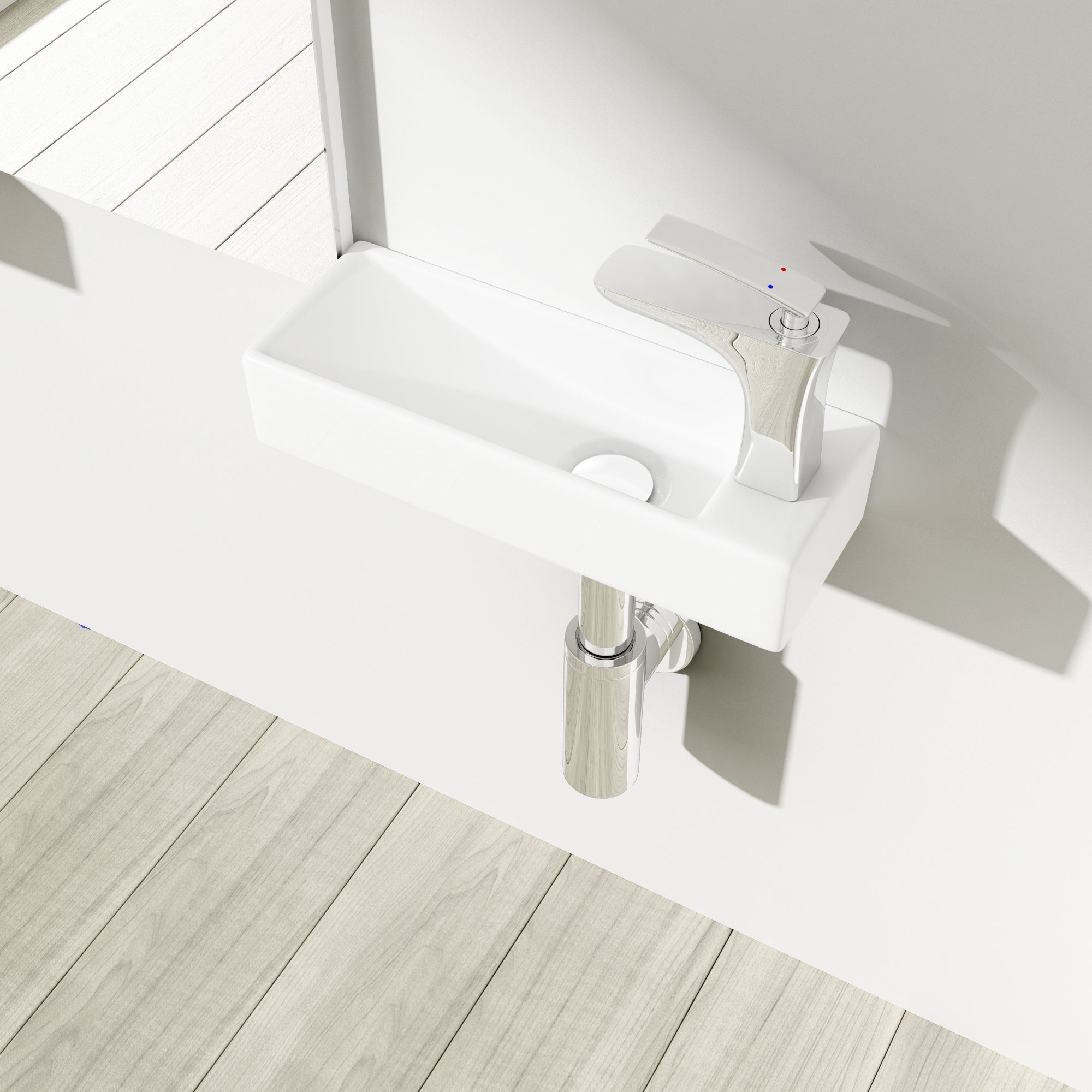 Wall Hung Compact Mini Cloakroom Ceramic Sink 330 x 145mm | Bruessel 3085L