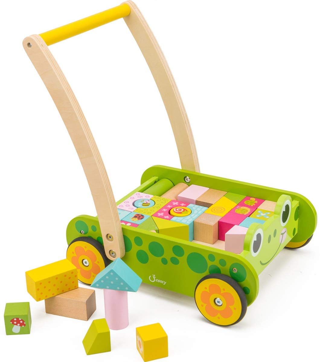 wooden push cart with blocks