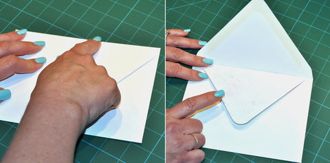 Fold envelope flap up leaving liner folded down