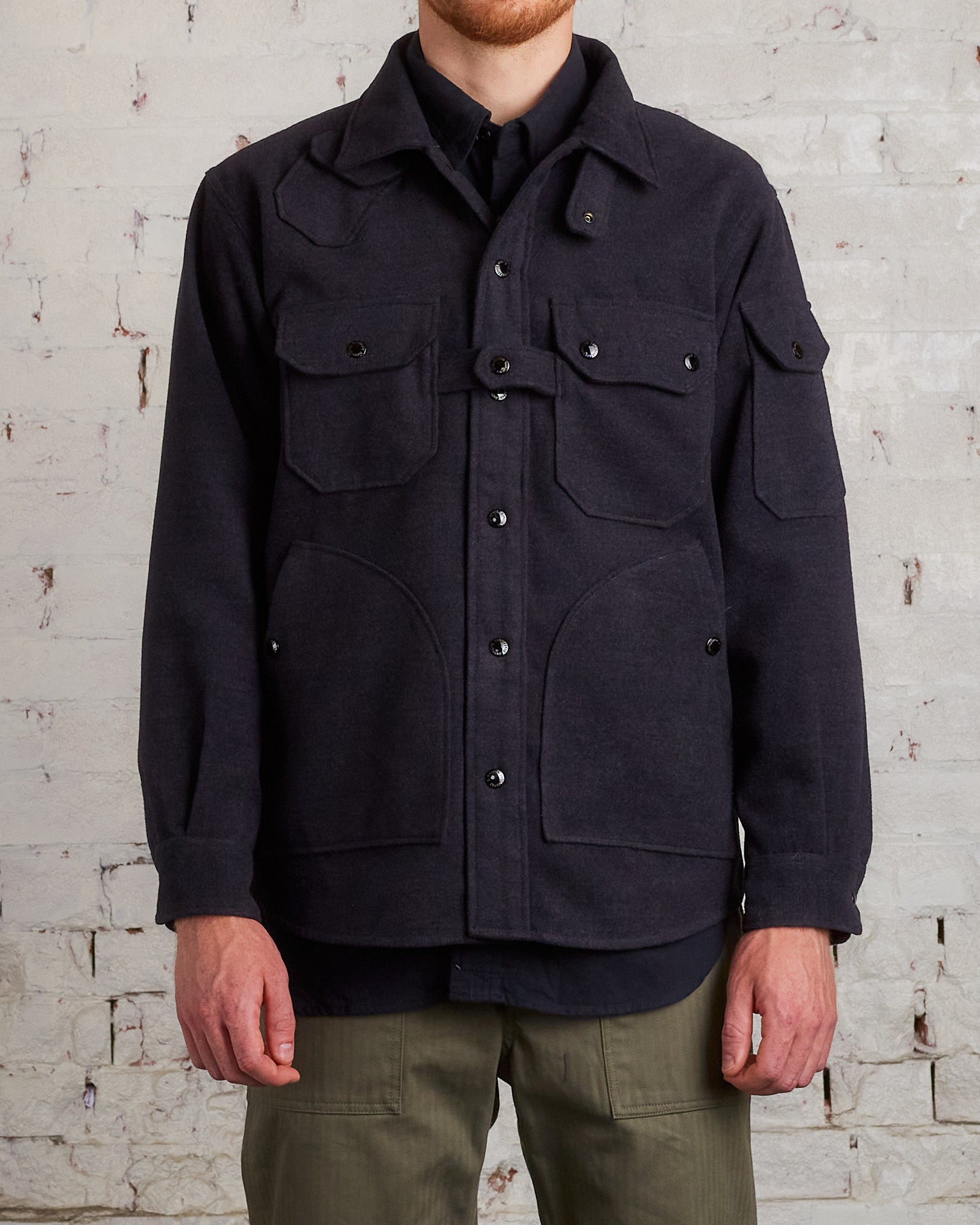 Engineered Garments Explorer Shirt Jacket Charcoal Fake Melton