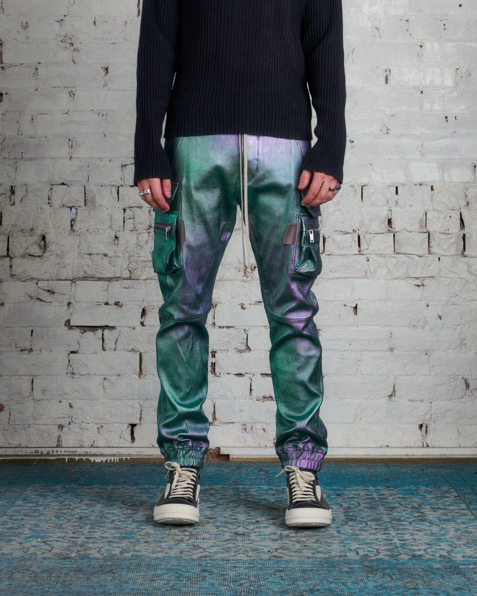 Rick Owens Mastodon Cargo Pant Iridescent Lamb Leather