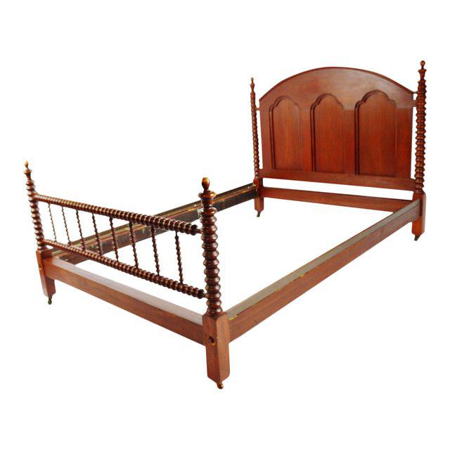 Antique Mahogany Jenny Lind Style Full Size Spool Spindle Bed