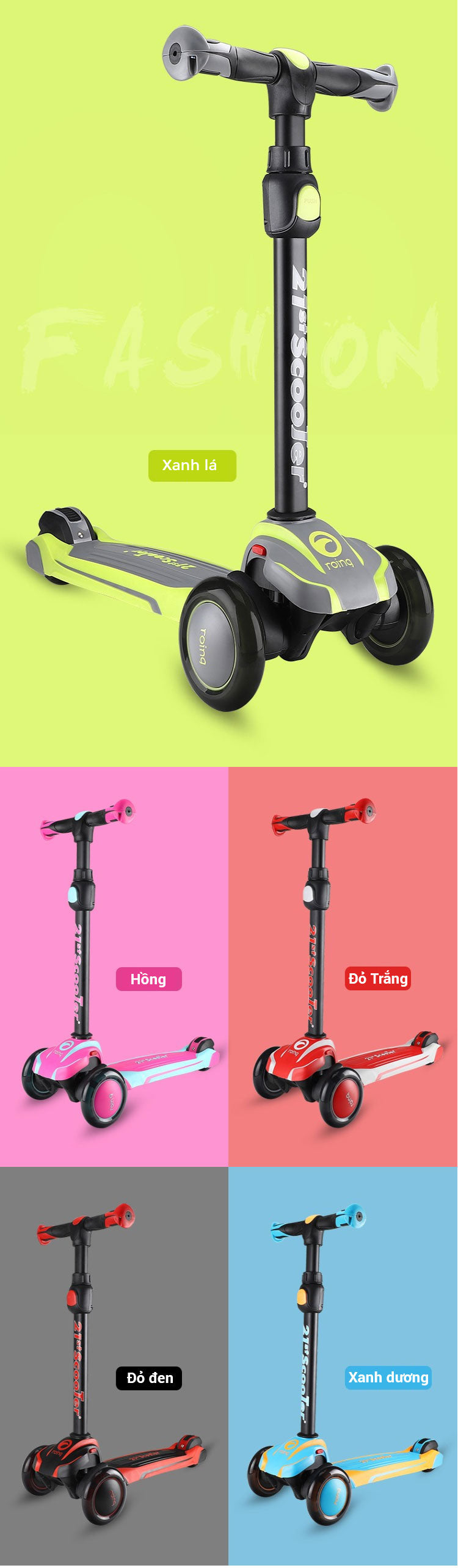 Xe trượt scooter 3 bánh cho bé 21st Scooter ROD3 2019