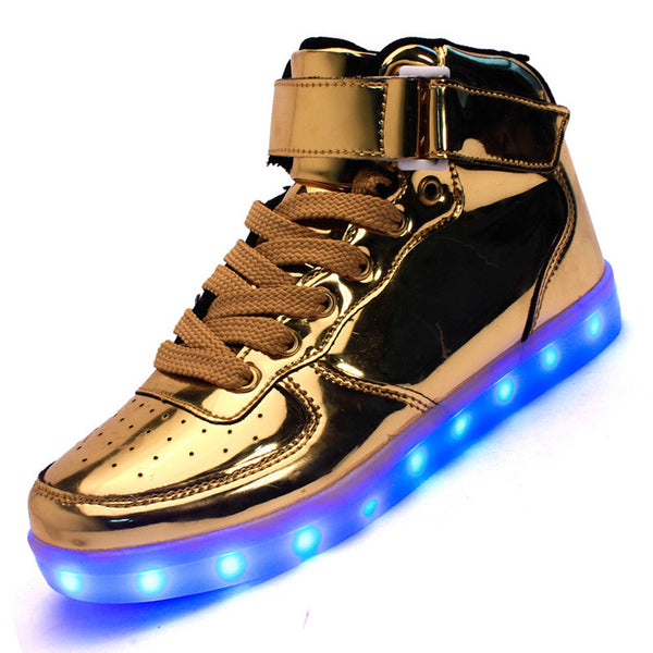led gold shoes