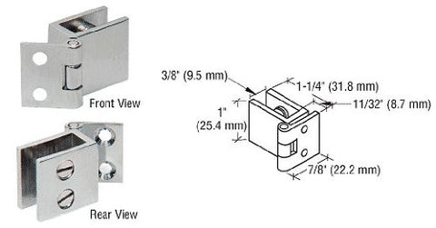 C.R. LAURENCE EH73 CRL Brushed Nickel Small Set Screw Hinge for 1/4" to 5/16" Glass
