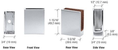 CRL Chrome Blank Corner Clamp for 1/4" to 3/8" Glass by CR Laurence