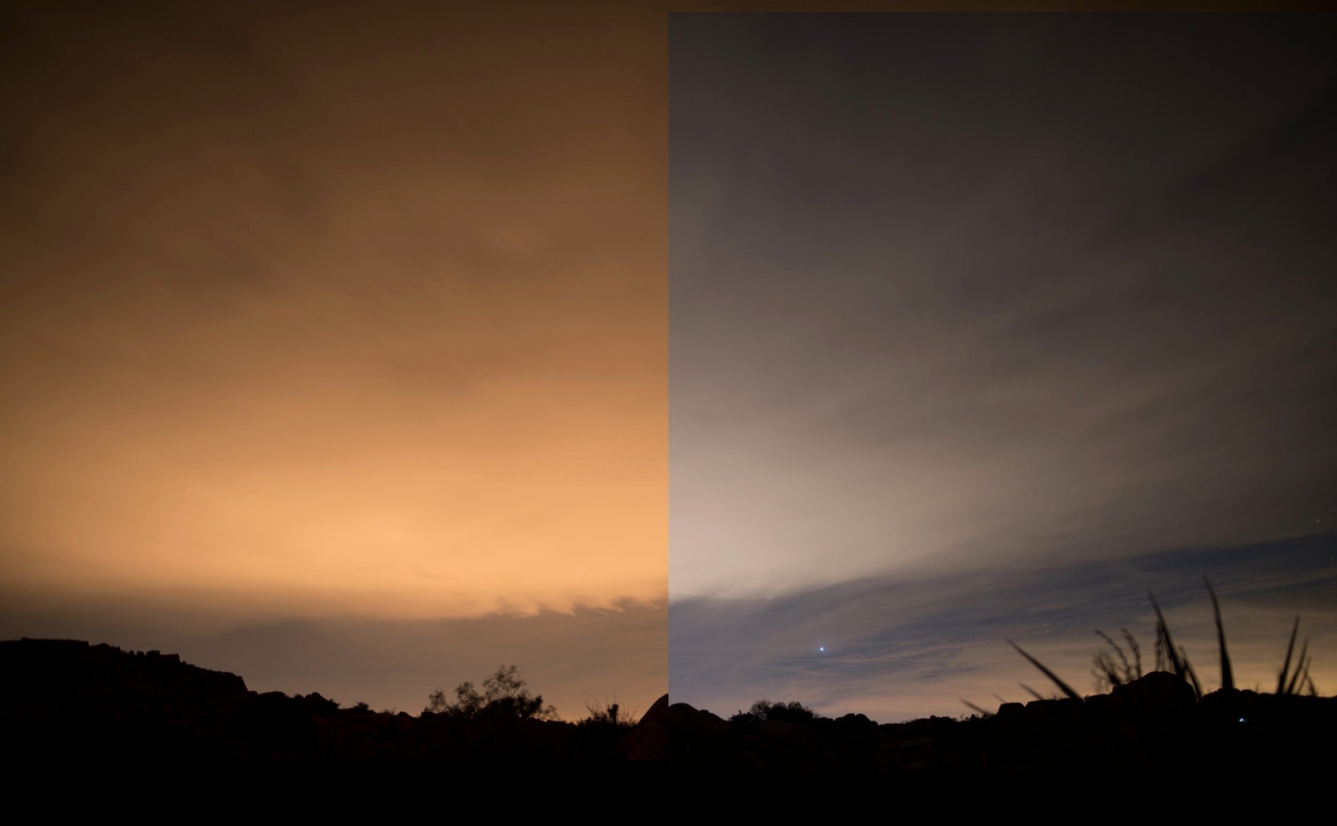 Night Sky Filter before and after