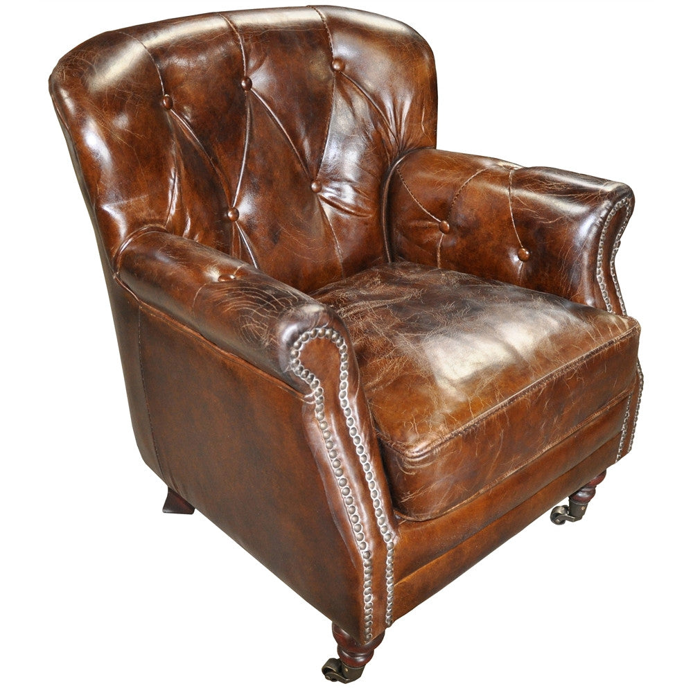 Noir Club Chair, Vintage Cigar Leather