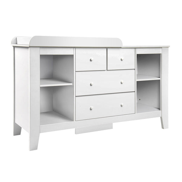 white chest of drawers with change table