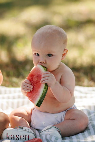 Watermelon Six Month Shoot- The Kinsley Collection Monogrammed Moccasins