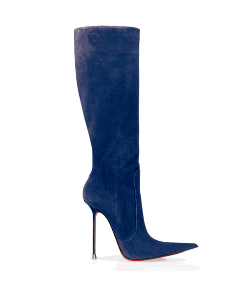 navy blue suede knee high boots