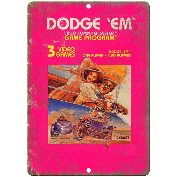 Atari Video Computer System Dodge 'Em Video Game 10" x 7" Retro Look Metal Sign
