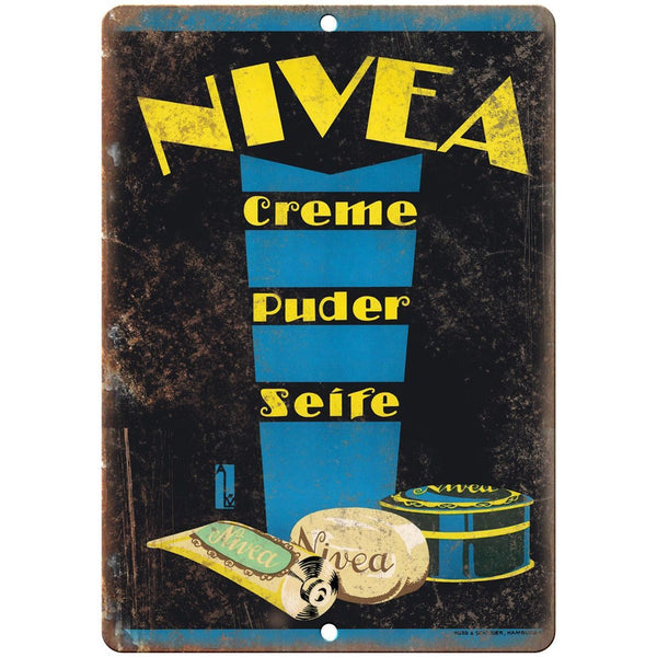 Nivea Creme Vintage Poster Ad 10 X 7 Reproduction Metal Sign Zf134 Rusty Walls Sign Shop