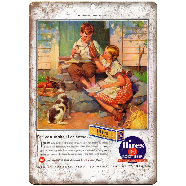 Hires R-J Root Beer Vintage Ad 10" x 7" Reproduction Metal Sign N04