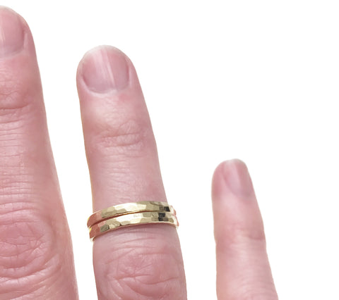 14K Gold Hammered Stacking Rings