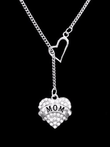 Crystal Mom Heart Mother's Day Valentine Gift Heart Lariat Necklace