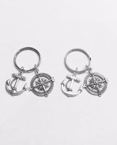 2 Keychains Anchor Compass BFF Best Friend Sisters Forever Couples Set