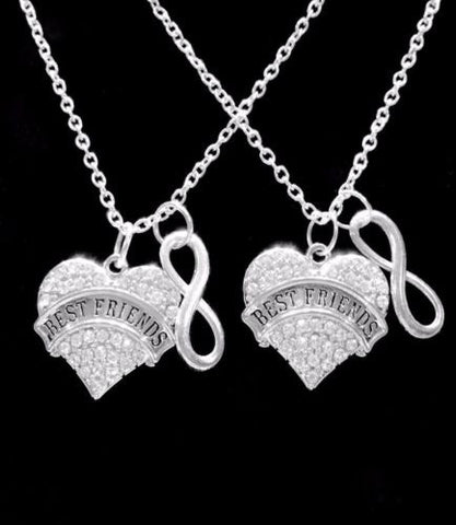 Crystal Best Friends Infinity Forever Friend Friendship Gift Charm Necklace Set