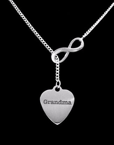 Infinity Grandma Heart Gift Grandmother Lariat Necklace