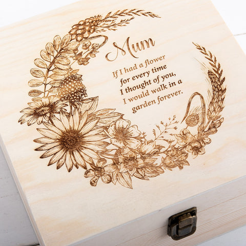 Engraved Personalised Wording on Wooden Keepsake Box - The Bespoke Workshop