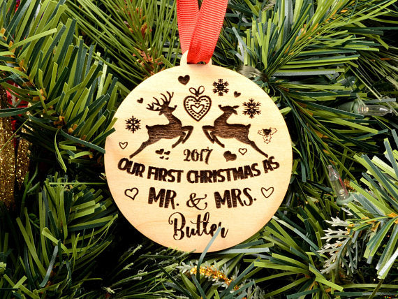 first christmas ornament married couple