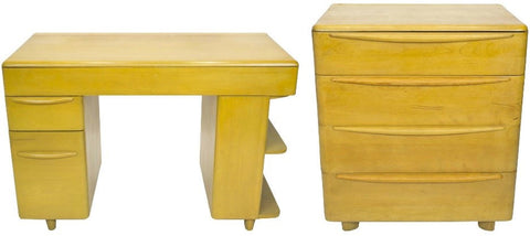 A Heywood Wakefield desk and a Heywood Wakefield dresser.