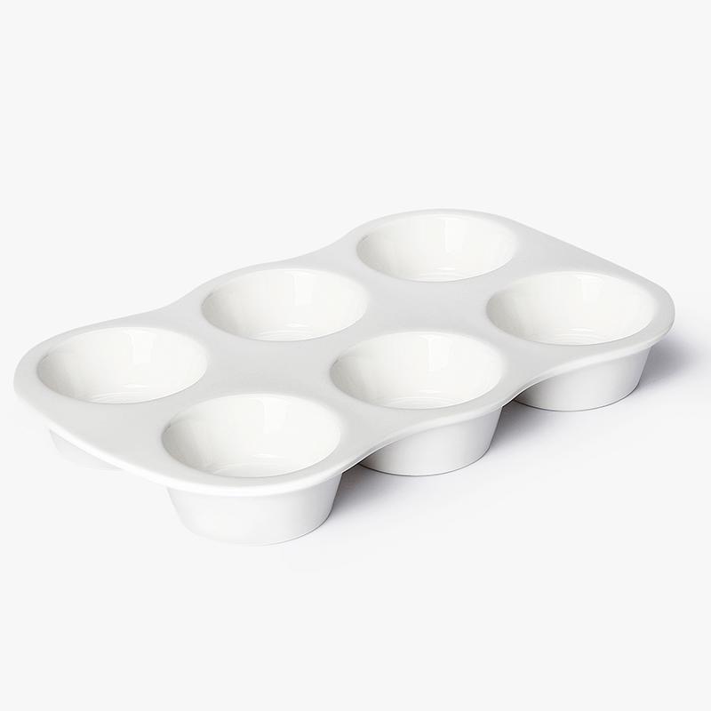 Non-Stick Square Muffin Cupcake Pan White 6-Cavity Sweese 525.101 Porcelain Mini Loaf Pan